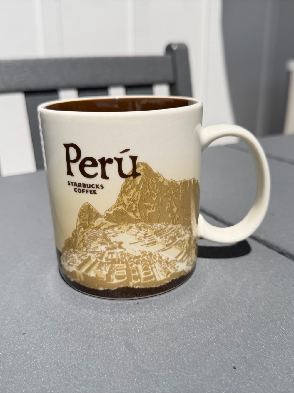 Starbucks Perú Ceramic Coffee Tea Mug 16 oz — Cream and Brown